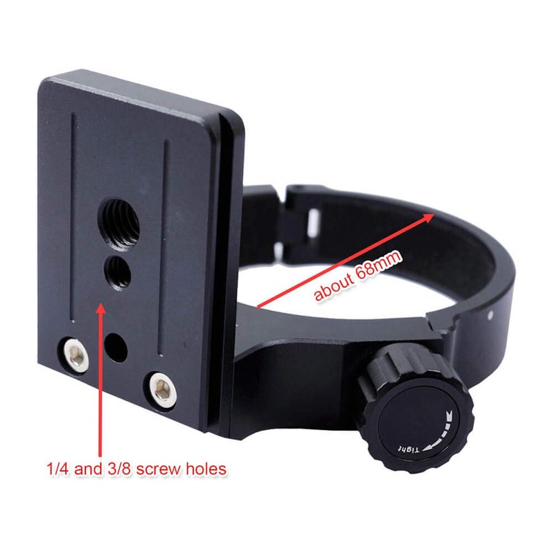 iShoot Improved 68mm Lens Collar Tripod Mount Ring for Nikon AF-S 300mm F/4E PF ED VR and Nikon AF-S 70-200mm F/4G ED VR Lens, with ARCA-Swiss Fit Quick Release Plate for Arca Type Tripod Ball Head - Image 3